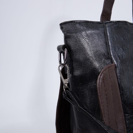 Soper bag with zipper, black color-4