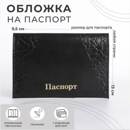 Cover for passport, black color