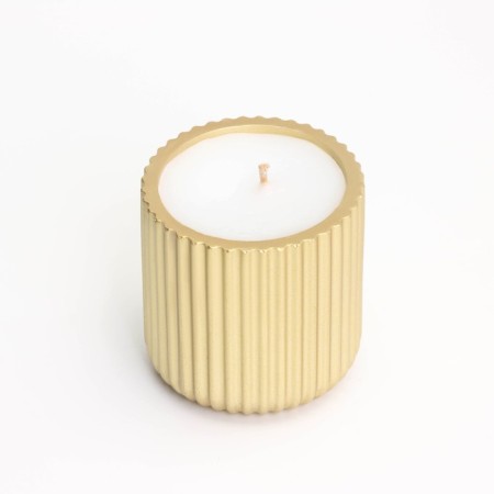 A candle in a candlelight made of gypsum with narrow faces, 7x8cm, gold-2