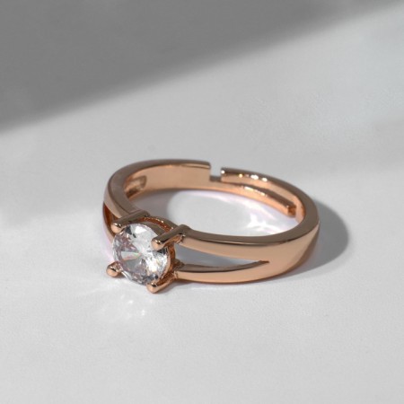 Ring "Classic" Crystal is minimalistic, the color is white in gold, dimensionless-1