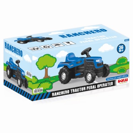Pedal tractor DOLU RANCHERO, klaxon, blue color-4
