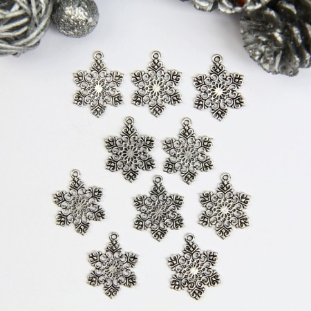 Decor for creativity Metal "Snowflake openwork" silver 2.2x1.7 cm-2