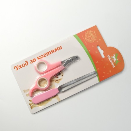 Carrying for claws: scissors-codlons (hole 6 mm) and a file, pink with white-5