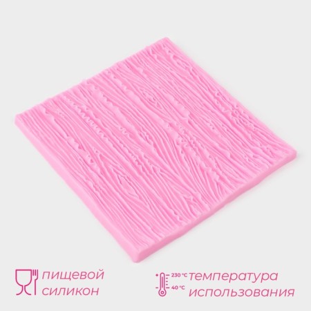 Mold Dolyana "Bark of Tree", silicone, 10.5 × 10.3 × 0, 3 cm, pink color-1