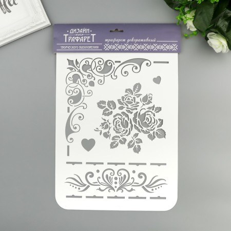 Plastic stencil "hearts, patterns" 22x31 cm-1
