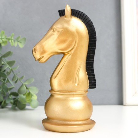 Souvenir Polystone "Chess Figure. Kon" Golden with a black mane of 19.5x10x8 cm
