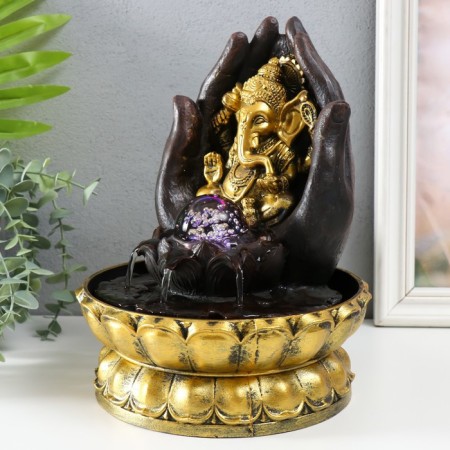 The desktop fountain from the network, the backlight "Golden Ganesha in the palms" 21x21x28 cm-2