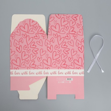 Gift folding box, packaging, “hearts”, 18 x 18 x 18 cm-8