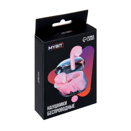 Wireless headphones Mybit Pro13, TWS, inserts, BT 5.0, 30/180 mAh, transparent, purple 99401-10