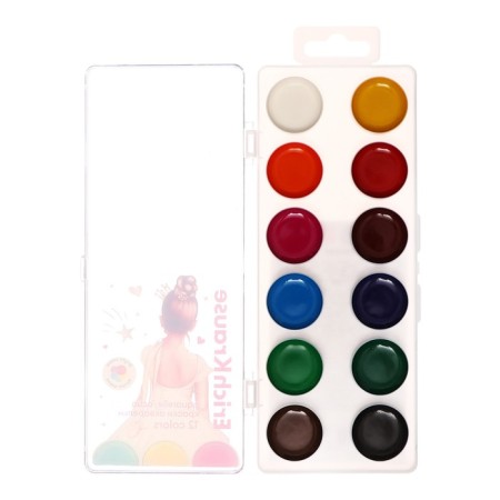 Watercolor paints 12 colors Erichkrause "Pointes", without a brush, in a plastic box with a Euro suspension-2