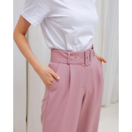 Women's straight pants MIST, size 50, pink color-3