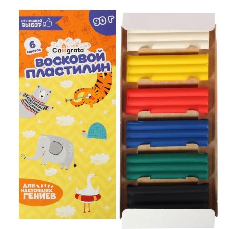 Soft plasticine (wax) calligrata, 6 colors, 90 g