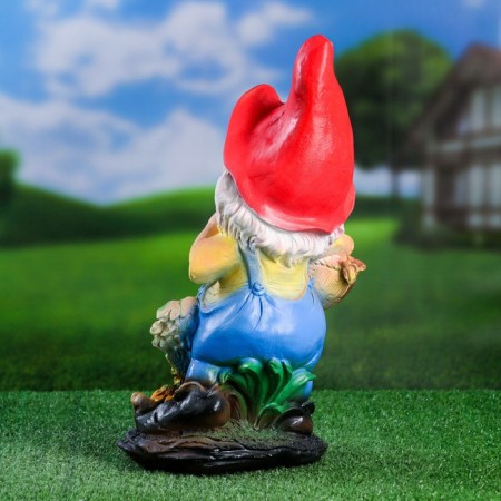 Garden figure "Dwarf with a rooster" 15x20x42 cm-2