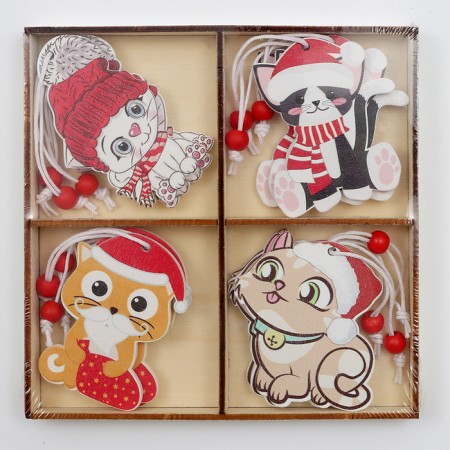 Set of suspensions in wooden gift packaging 12 pcs.13x13x2 cm-10