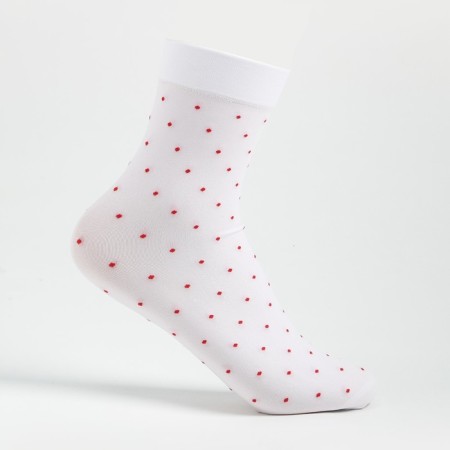 Women's socks Micro Pois 70 den, white/red color (Bianco/Rosso), size 36-40