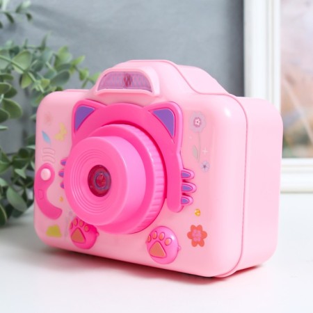 Casket Musical Mechanical Light "camera - cat" pink 10.5x12.5x16 cm-2