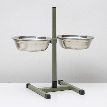 Stand with bowls, 2 x 2 l, height 50 cm, collapsible, green-2