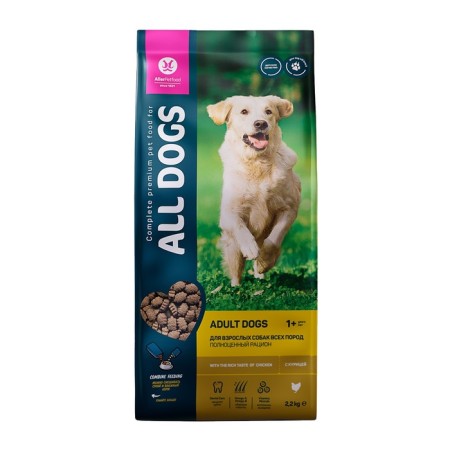 Dry feed All Dogs for adult dogs, chicken, 2.2 kg-1