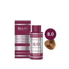 Краситель для волос Ollin Professional Megapolis, безаммиачный, масляный, тон 8/0