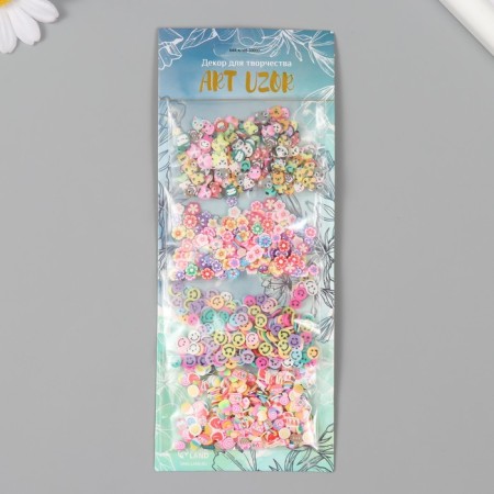 Decor for creativity plastic "Flowers and sweets" set 4 types x 5 g 8x20 cm