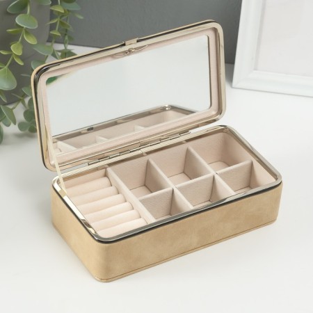 Casket leatherette for jewelry "velvet skin" sandy 10x18x6 cm-1