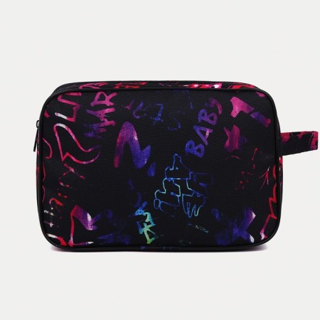 Lightning cosmetic bag, external pocket, black color-1