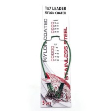 The leash of the steel Namazu Leader 1x7 Nylon Coated Green, D-0.24 mm, L-30 cm, T-7 kg, 3 pcs.   108186