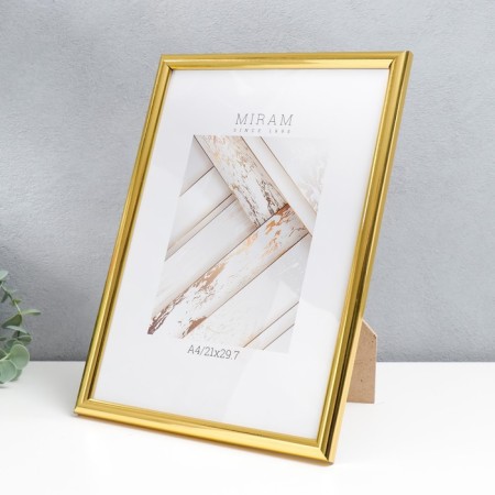 Photo frame Plastic "Mira" 21x29.7 cm, (A4) gold (plastic screen)-1