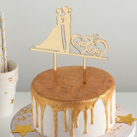 Topper for a cake, 12 × 12 cm, color gold
