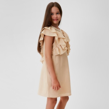 Платье для девочки MINAKU: Cotton Collection цвет светло-бежевый, рост 122-11