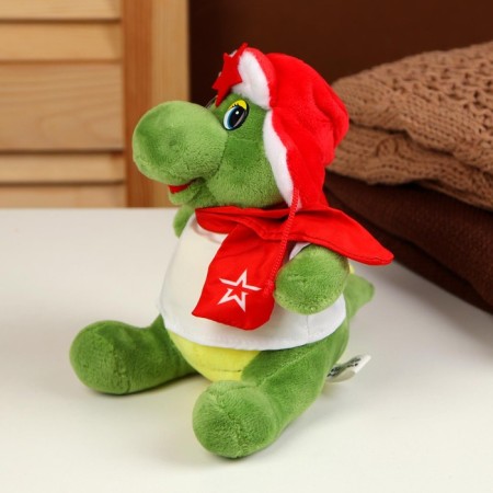 Soft toy "Dragon", in a head-hat with a star, 17 cm, green color-2