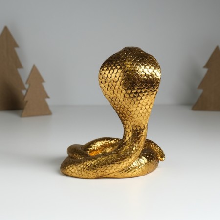 Souvenir Polystone stand "Royal Cobra" gold 13x11.7x14.3 cm-3