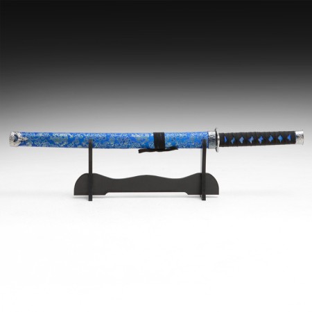 Souvenir weapon "Katana on the stand", blue scabbard with a floral pattern, 70 cm-2