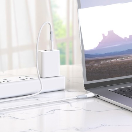 Hoco X70, Type-C cable-Type-C, 60 W (Laptop charging), 3 A, 1 m, nylon braid, white-3
