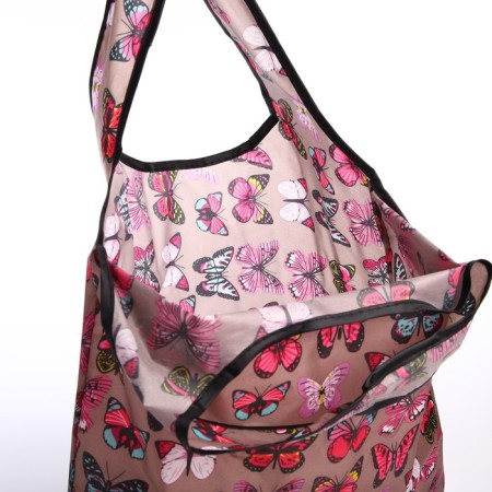 Household bag without fastening, brown color/pink-3