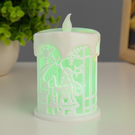 Nightlight "Winter candle" Led RGB from battery 3xlr1130 white 6.5x6.5x13 cm-1