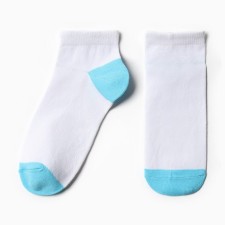 Women's socks shortened, white/turquoise color, size 25-27 (38-42)