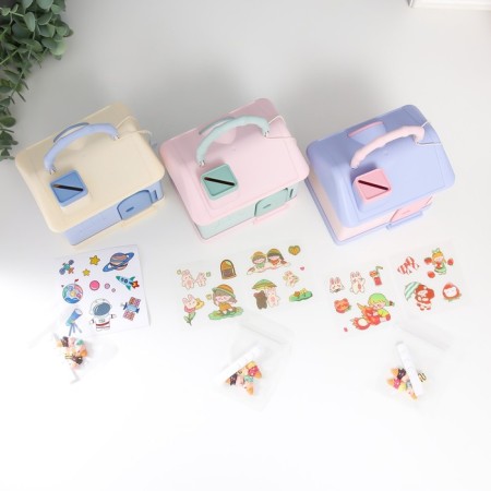 Piggy bank Plastic "House in delicate colors" mix 14x10x13 cm-1