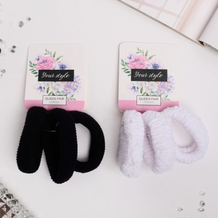 Hair gum "Claire" (set 3 pcs) 2x5 cm, black white mix-1