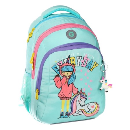 School backpack, 40 x 27 x 20 cm, Grizzly, ergonomic back, laptop department, turquoise-1