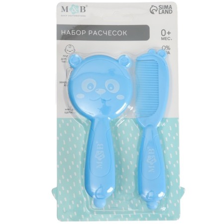 Hair care kit: comb and brush "Bear", blue color-5