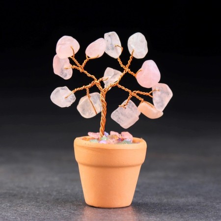 Souvenir in a pot "Tree of love. Pink quartz", natural stone, 9 x 3.5 cm-1