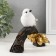 Souvenir Polystone "White Bird on a branch with golden acorns" 14.5x7x13 cm
