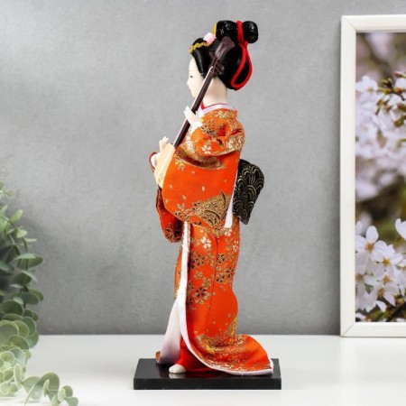 Collectible doll "Geisha with a musical instrument" 32x12.5x12.5 cm-3