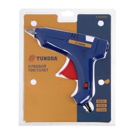 Tundra glue gun, 60 watts, 220 V, lane 1.2 m, switch, indicator, anti -bore, 11 mm-10