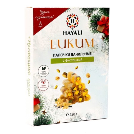 Lukum vanilla sticks with pistachio, 250 g