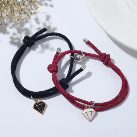 Bracelets "Demetrons" on a magnet, diamonds, black-bordel color, 7 cm-1