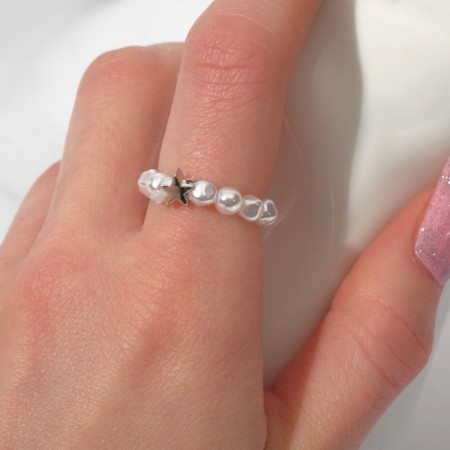 Ring "Star", white-silver color, dimensionless-2