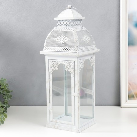 Summary metal, glass "Lantern-openwork pattern" Nr 2 pcs D-7.5, 12 cm white 15x15x46 cm-1