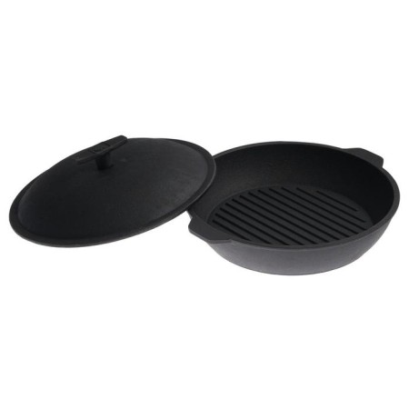 Siberian Grill-Jabovnya, 330x61.5 mm, cast iron, with a bracket, a lid and grill-press-1